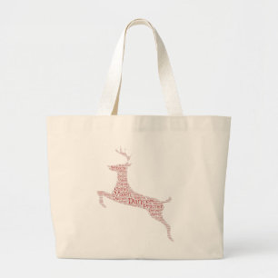 Reindeer Word Art Rudolph Blixem Comet Cupid Large Tote Bag