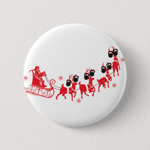 Reindeer Workout 6 Cm Round Badge