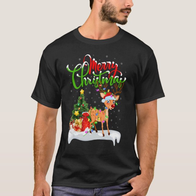 Reindeer   Xmas Decorations Santa Reindeer Christm T-Shirt (Front)