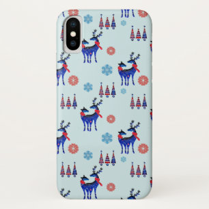 Reindeers, Christmas Trees and Snowflakes Pattern iPhone X Case