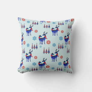 Reindeers, Christmas Trees and Snowflakes Pattern Cushion