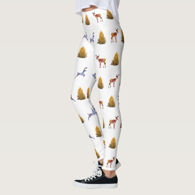 Reindeers Holiday Tree  Leggings (Left)