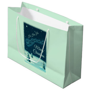 Reindeers Pulling Santa Claus Christmas Large Gift Bag