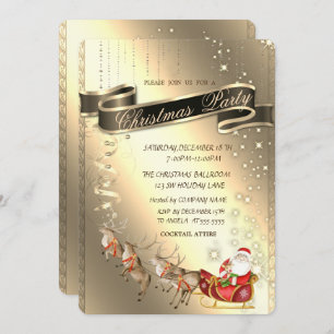 Reindeers,Santa Claus,Sleigh Christmas Company Invitation
