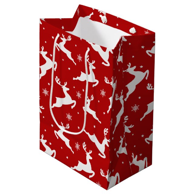 Reindeers seamless pattern background medium gift bag (Front Angled)