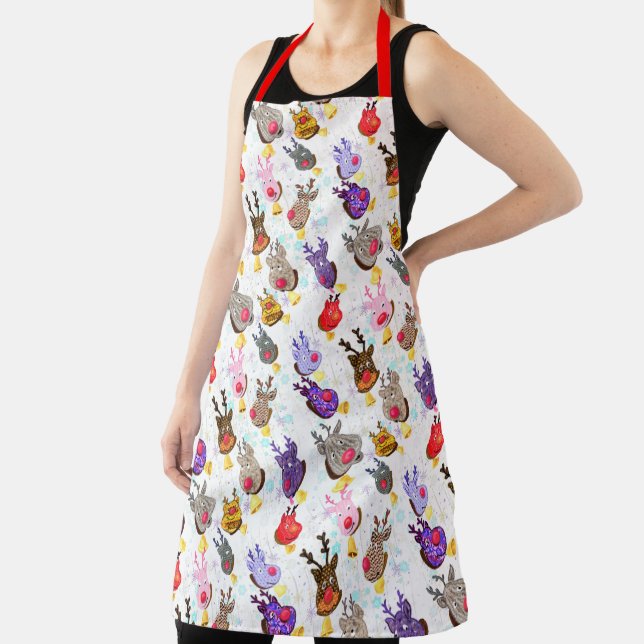 Reindeers with Bells Christmas Apron (Insitu)