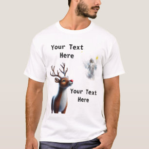 Reindeir Looking up at Jesus Christmas Reindeer T-Shirt