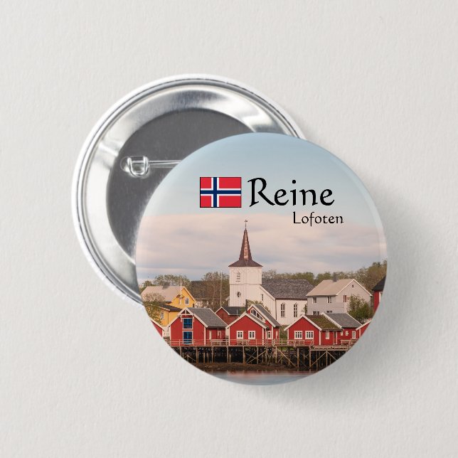Reine Lofoten Souvenir 6 Cm Round Badge (Front & Back)