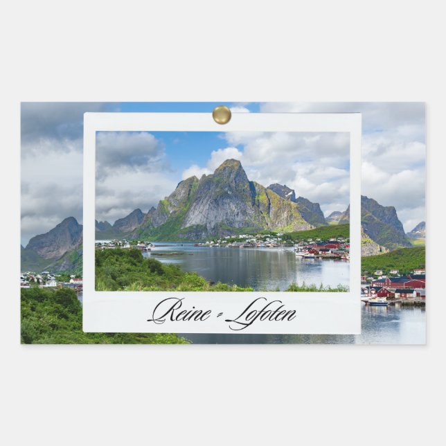 Reine on the Lofoten Rectangular Sticker (Front)
