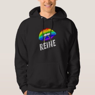 Reine Queen Lgbtq Gay Pride Flag Lips Rainbow Mens Hoodie