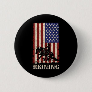 Reining Horse July 4th Flag Funny Equestrian Gift  6 Cm Round Badge