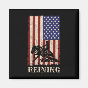 Reining Horse July 4th Flag Funny Equestrian Gift Magnet