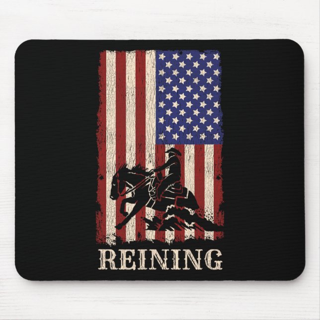 Reining Horse July 4th Flag Funny Equestrian Gift  Mouse Pad (Front)