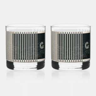 Reinvigorated Black/Cream Style Print Whiskey Glass