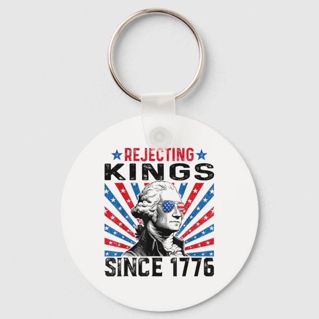 Rejecting Kings Since 1776 Distressed Usa Flag Vin Key Ring (Front)