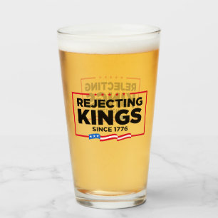 Rejecting Kings Since 1776 Patriotic USA Flag Glass