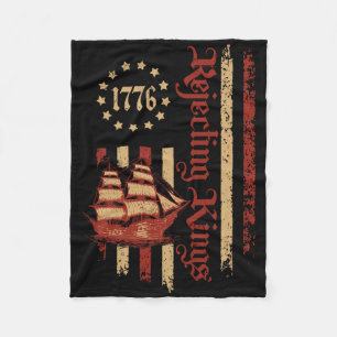 Rejecting Kings Since 1776 Patriotic Usa Flag Retr Fleece Blanket