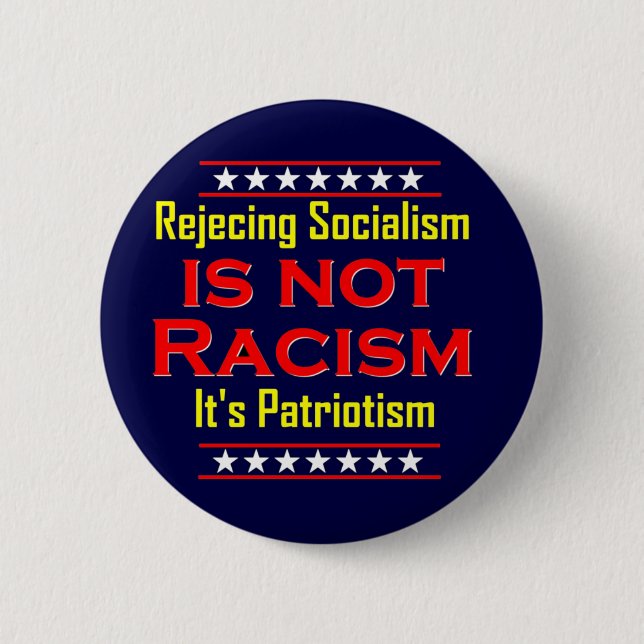 Rejecting Socialism, 6 Cm Round Badge (Front)