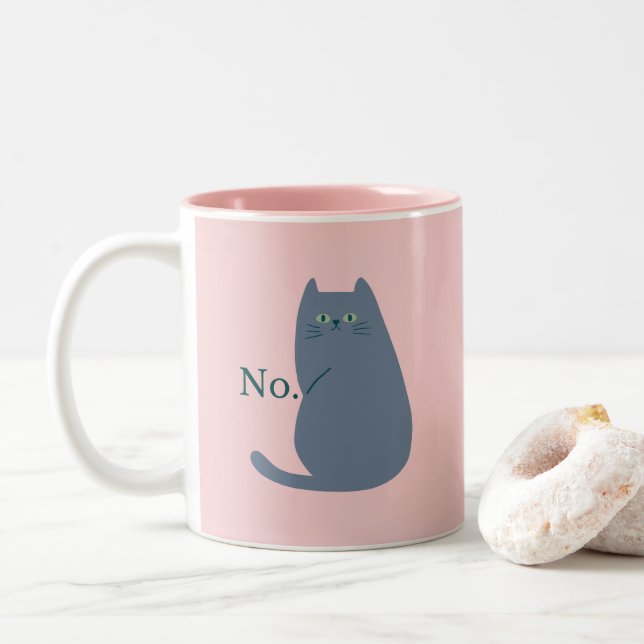 Rejection Cat Two-Tone Coffee Mug (With Donut)
