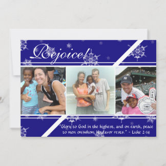 Rejoice! 2 Sided Blue Snowflake Photo Card