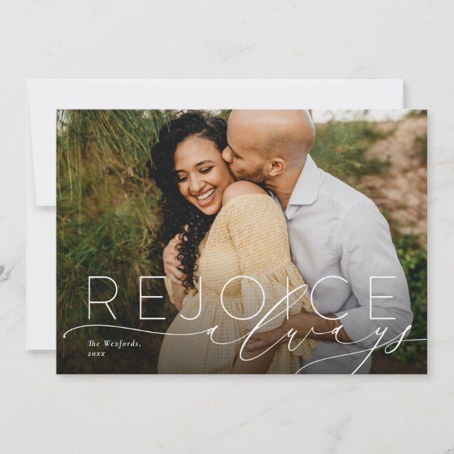 Rejoice always religious holiday photo card (Front)