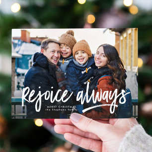 Rejoice always religious one photo Christmas Holiday Card