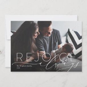 Rejoice always religious photo new baby holiday card