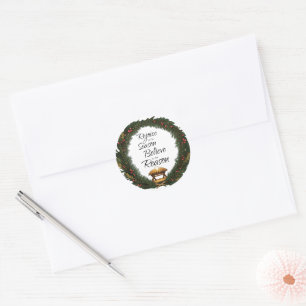 Rejoice and believe nativity classic round sticker