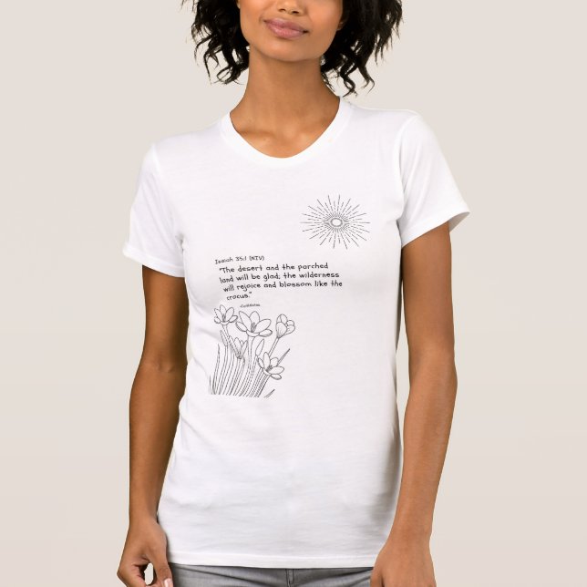 “Rejoice and Blossom” Scripture Shirt for Women (Front)