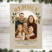 Rejoice Christian Christmas Card with Family Photo