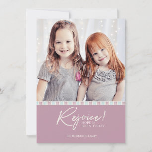 Rejoice Christian Christmas Pattern Holiday Photo Card