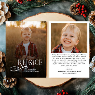 Rejoice Christian Religious Merry Christmas Photo  Holiday Card