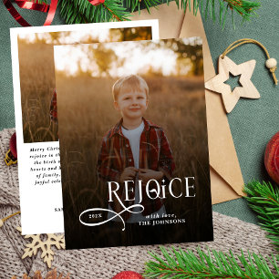 Rejoice Christian Religious Merry Christmas Photo  Holiday Card