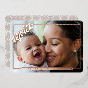 Rejoice Christmas Full Photo Metallic Frame Foil Holiday Card