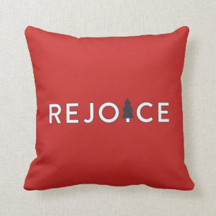 Rejoice Christmas Tree Pillow - Red