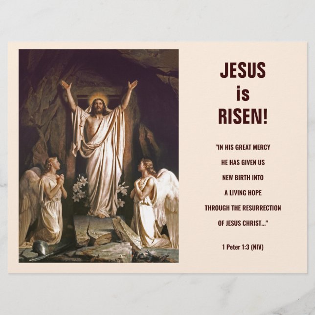 Rejoice. Customisable Easter Church Bulletin (Front)