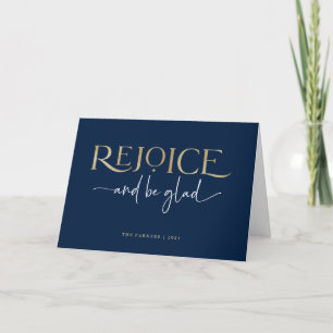 Rejoice   Elegant Faux Gold Religious Christmas Holiday Card