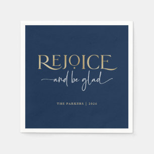 Rejoice Elegant Faux Gold Religious Christmas Napkin