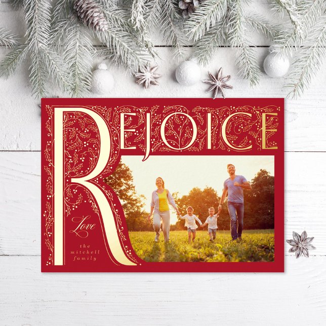 Rejoice Filagree Christian Foil Holiday Card (Creator Uploaded)