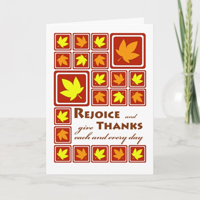 Rejoice, Give Thanks, Religious Thanksgiving Holiday Card (Front)