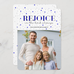 Rejoice Holiday Christmas Photo Flat Card in Ink