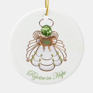 Rejoice in Hope - Christmas Angel of Hope Ceramic Ornament