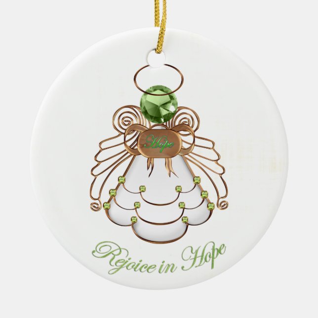 Rejoice in Hope - Christmas Angel of Hope Ceramic Ornament (Front)