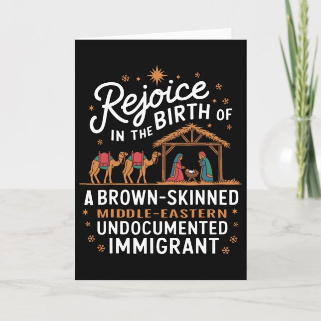 Rejoice In The Birth Of A Brown Skinned Christmas  Card (Front)