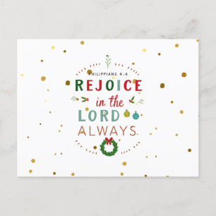 Rejoice In The Lord Always Christmas Postcard