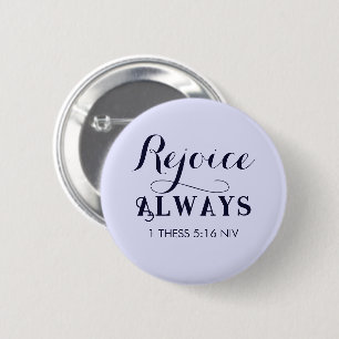 Rejoice in the Lord Bible Verse Christian Blue 6 Cm Round Badge