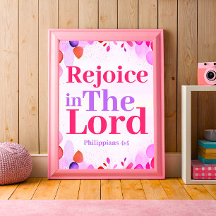 Rejoice in the Lord Boho Christian Teen Girl Art Poster