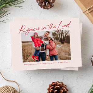 Rejoice in the Lord Handwritten Christmas Red Holiday Card