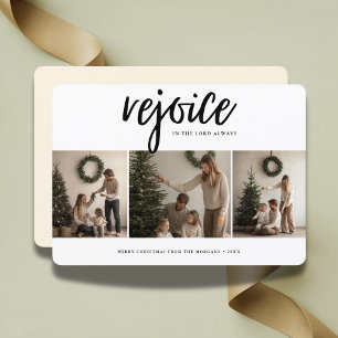 Rejoice In The Lord Religious Christmas 3 Photo  Holiday Card