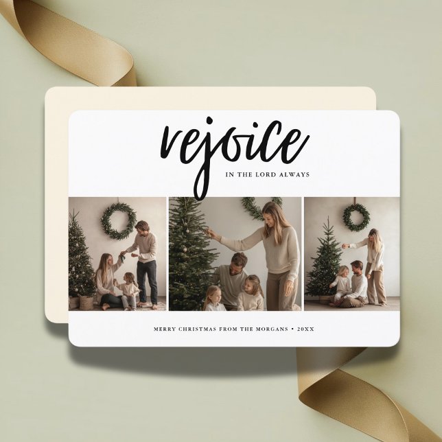 Rejoice In The Lord Religious Christmas 3 Photo  Holiday Card (Creator Uploaded)